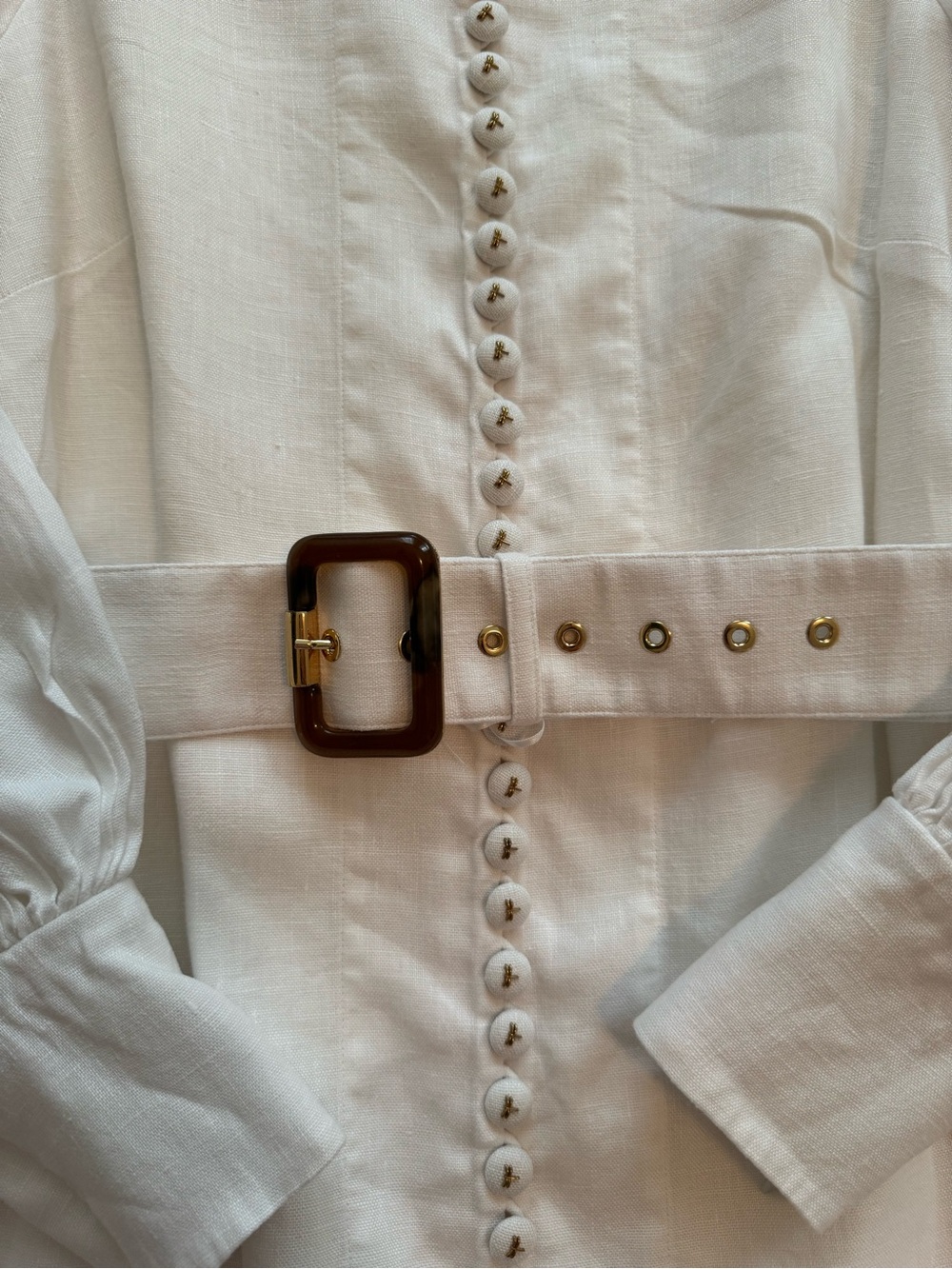Zimmermann White Button-Front Belted Mini Dress Size 1 - Picture 12 of 13